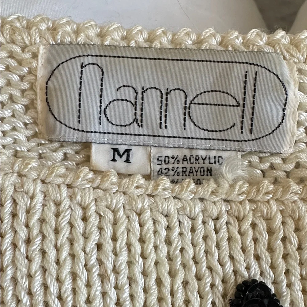 Vintage Nannell Black Cream Sweater Embellishments - Picture 9 of 11